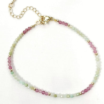 Micro-Faceted Crystal Gemstone Bracelets, Adjustable