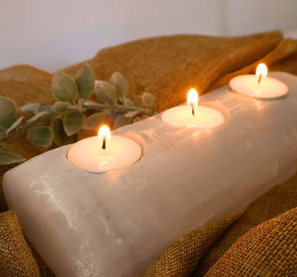 Selenite Candleholder – Illuminate, Purify, and Elevate Your Space