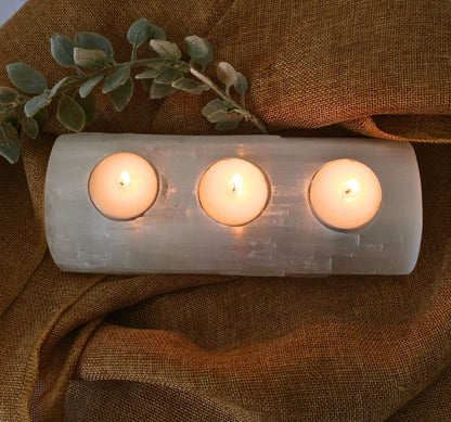 Selenite Candleholder – Illuminate, Purify, and Elevate Your Space