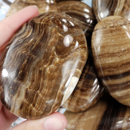 Chocolate Calcite Palm Stone