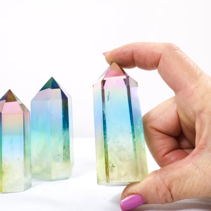 Vibrant Aura Quartz Points