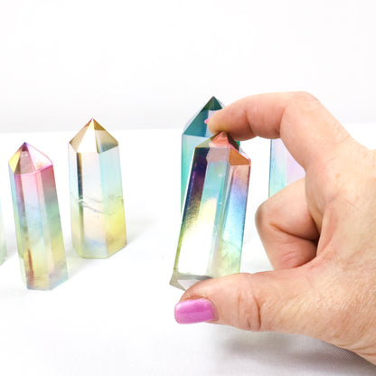 Vibrant Aura Quartz Points