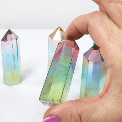 Vibrant Aura Quartz Points