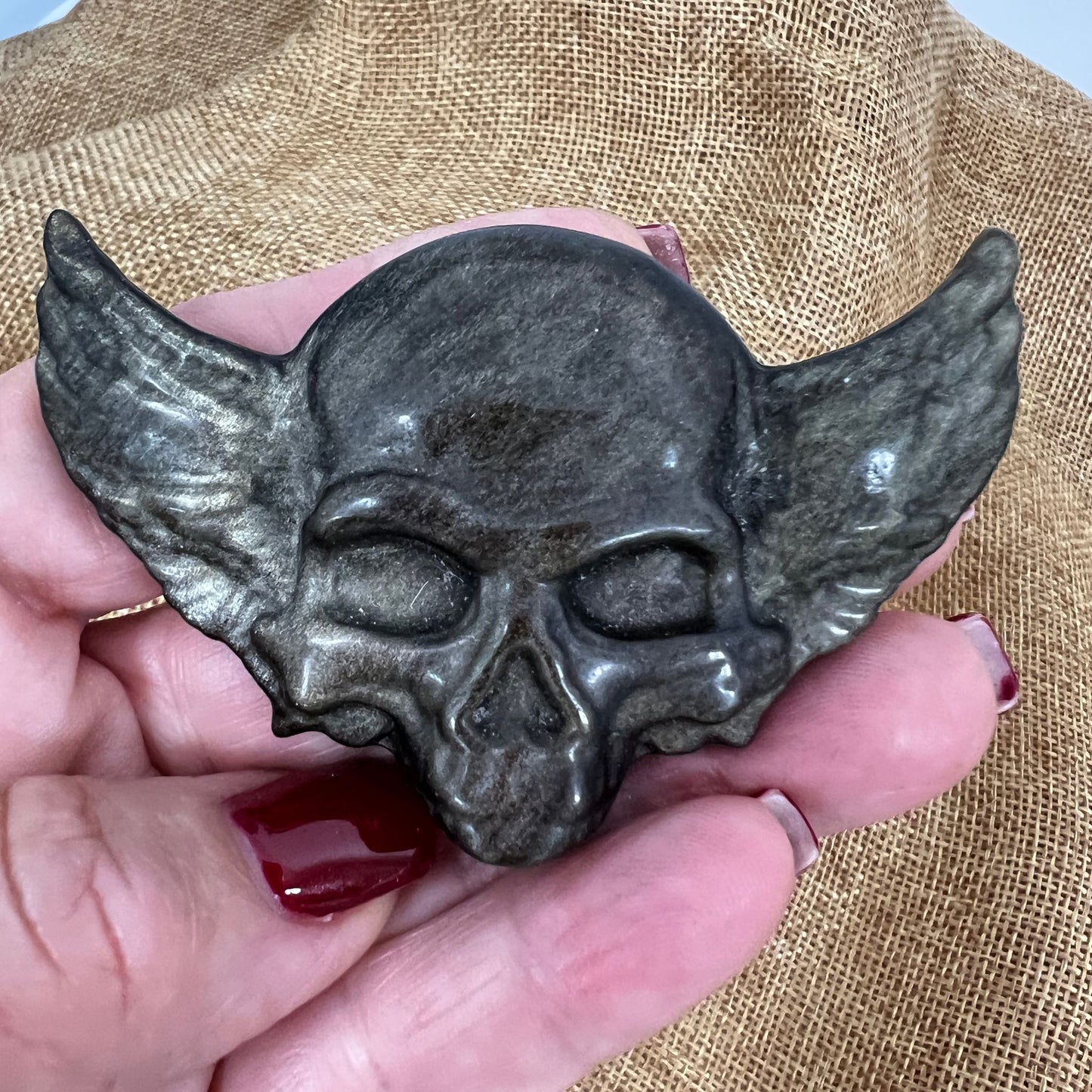 Golden Sheen Obsidian Skull Decor