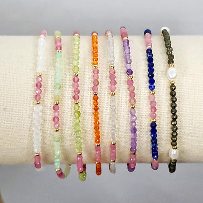 Micro-Faceted Crystal Gemstone Bracelets, Adjustable