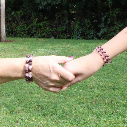 Heart Chakra Bracelet with Garnet, Rose Quartz and Strawberry Quartz