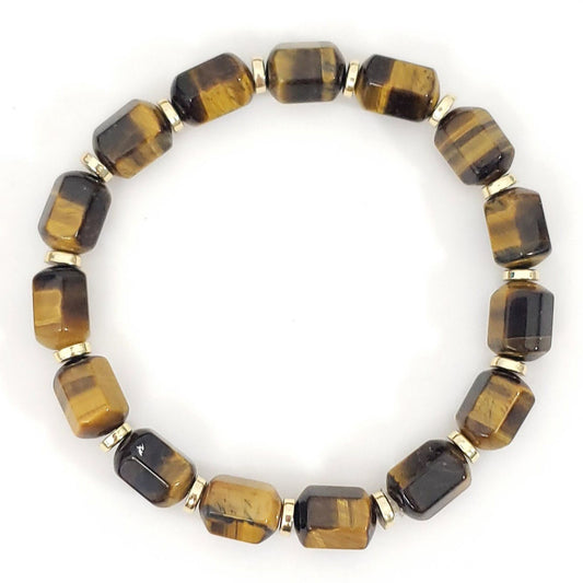 Elegant Tiger Eye Bracelet with Gold Spacers