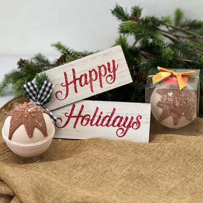 Holiday Crystal Bath Bomb -Cinnamon Cocoa Melt