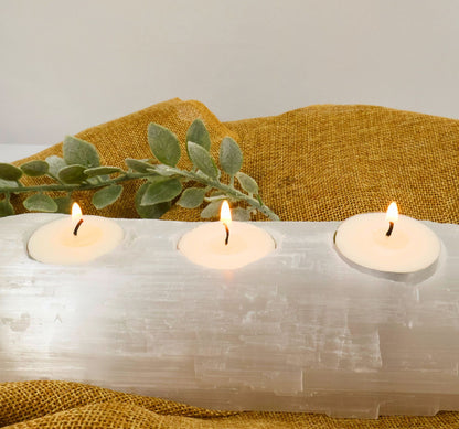 Selenite Candleholder – Illuminate, Purify, and Elevate Your Space