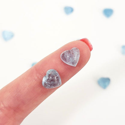 Tiny Aquamarine Crystal Hearts