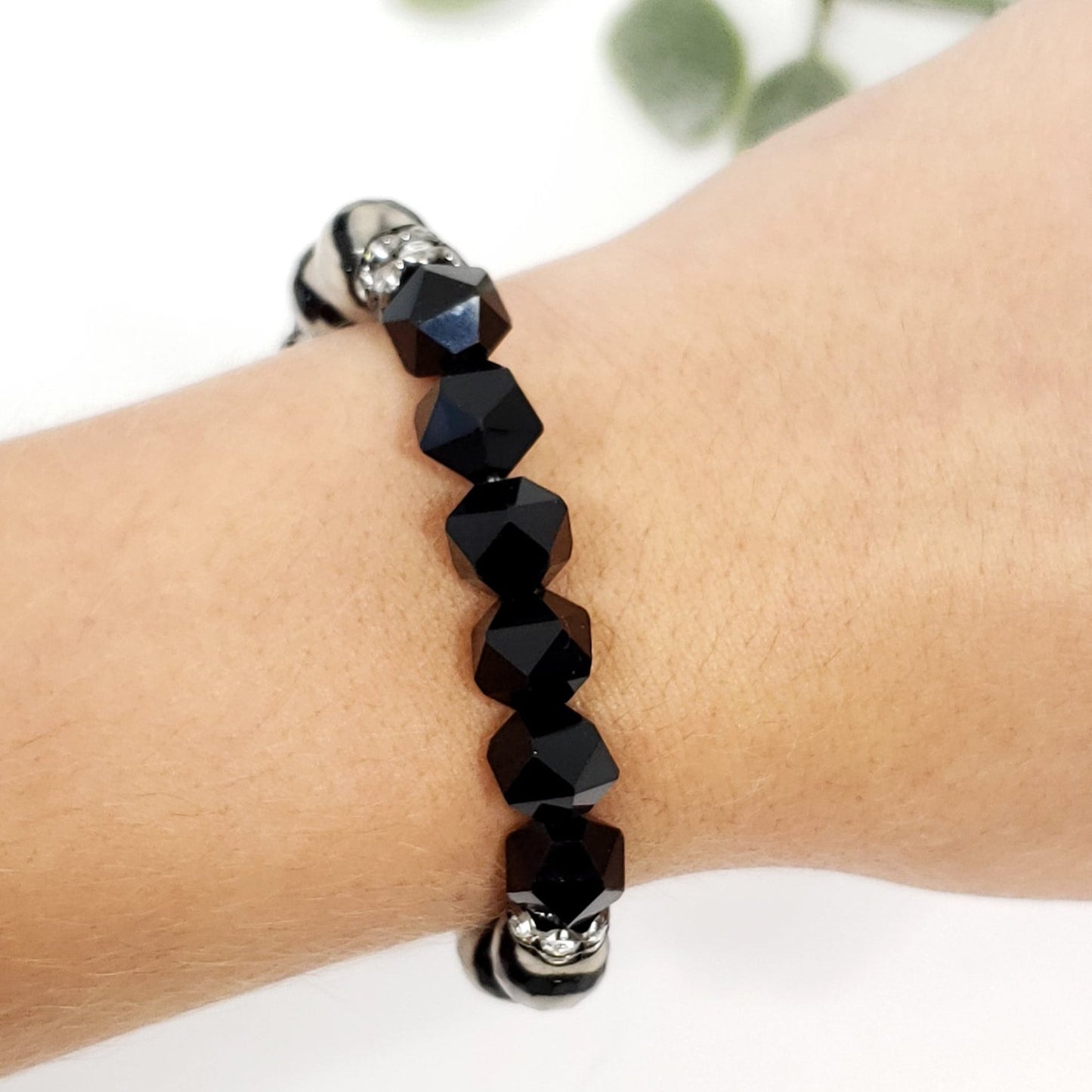 Black Onyx and Agate Bracelet for Balance and Protection