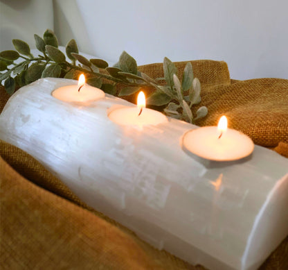 Selenite Candleholder – Illuminate, Purify, and Elevate Your Space