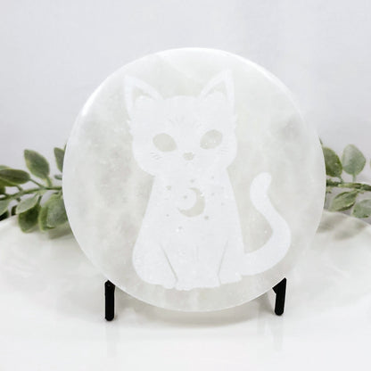 Selenite Magic Cat Charging Plate