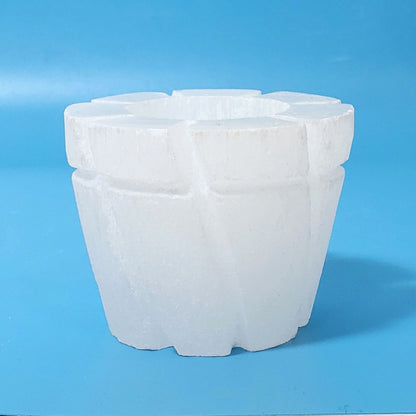 Selenite Flowerpot Crystal Candle Holder for Cleansing and Serenity