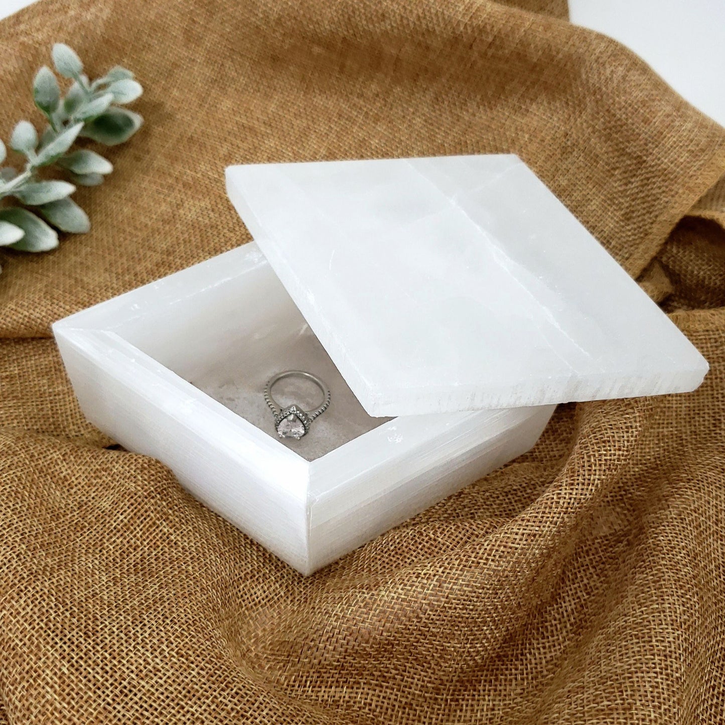 Selenite Box with Lid - Diamond Shaped