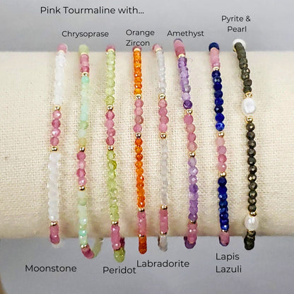 Micro-Faceted Crystal Gemstone Bracelets, Adjustable