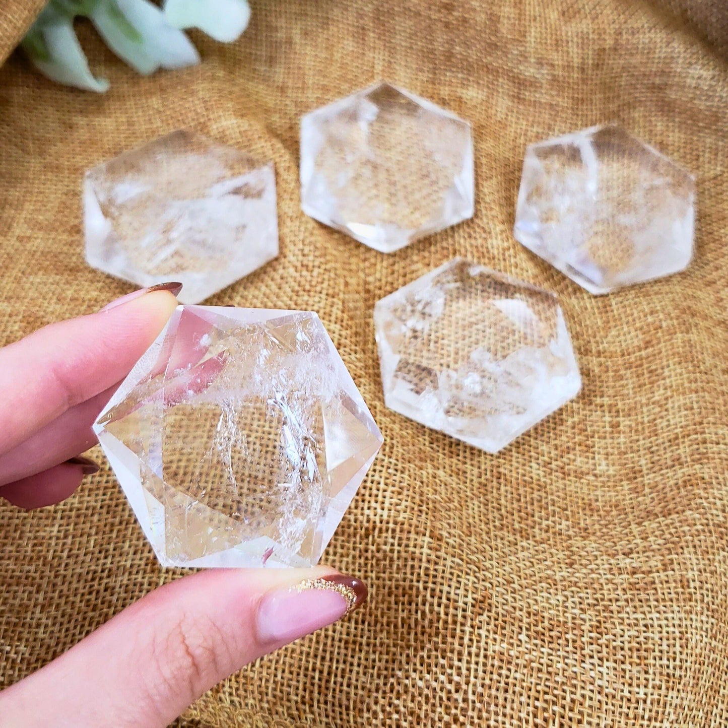 Small Clear Quartz Hexagon , High Quality Star of David