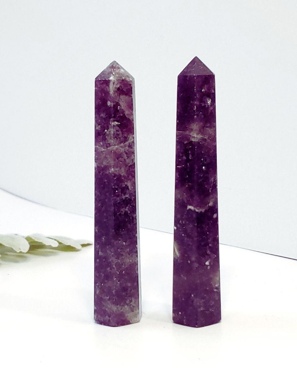 Sparkling Lepidolite Faceted Points for Serenity.