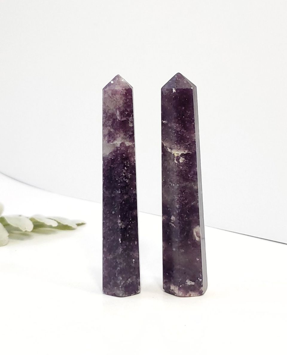 Sparkling Lepidolite Faceted Points for Serenity.