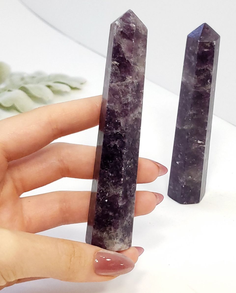 Sparkling Lepidolite Faceted Points for Serenity.