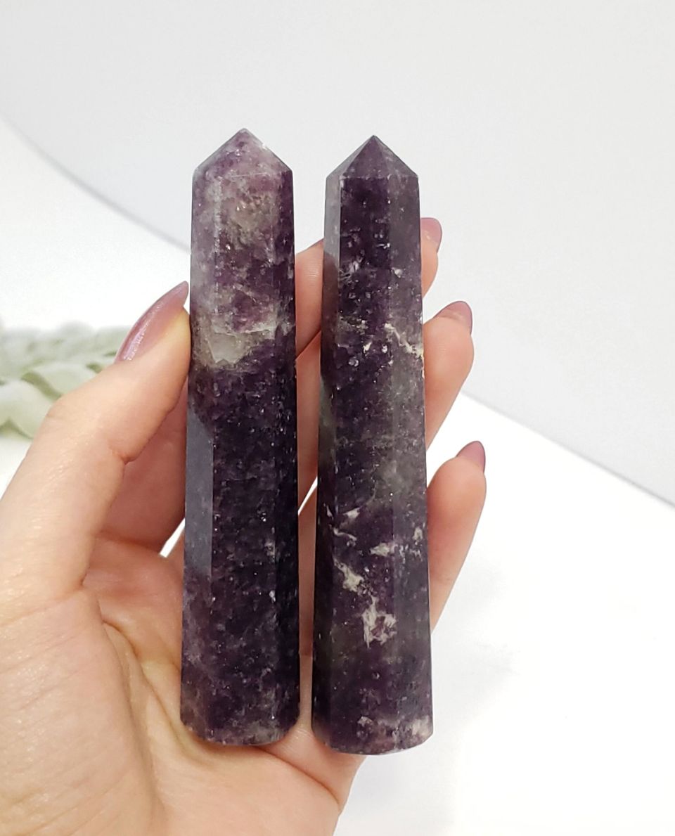 Sparkling Lepidolite Faceted Points for Serenity.