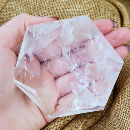 XL Clear Quartz Hexagon , High Quality Star of David