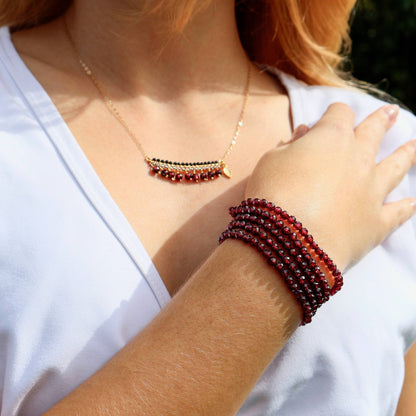 Sparkling Garnet Crystal Bracelets