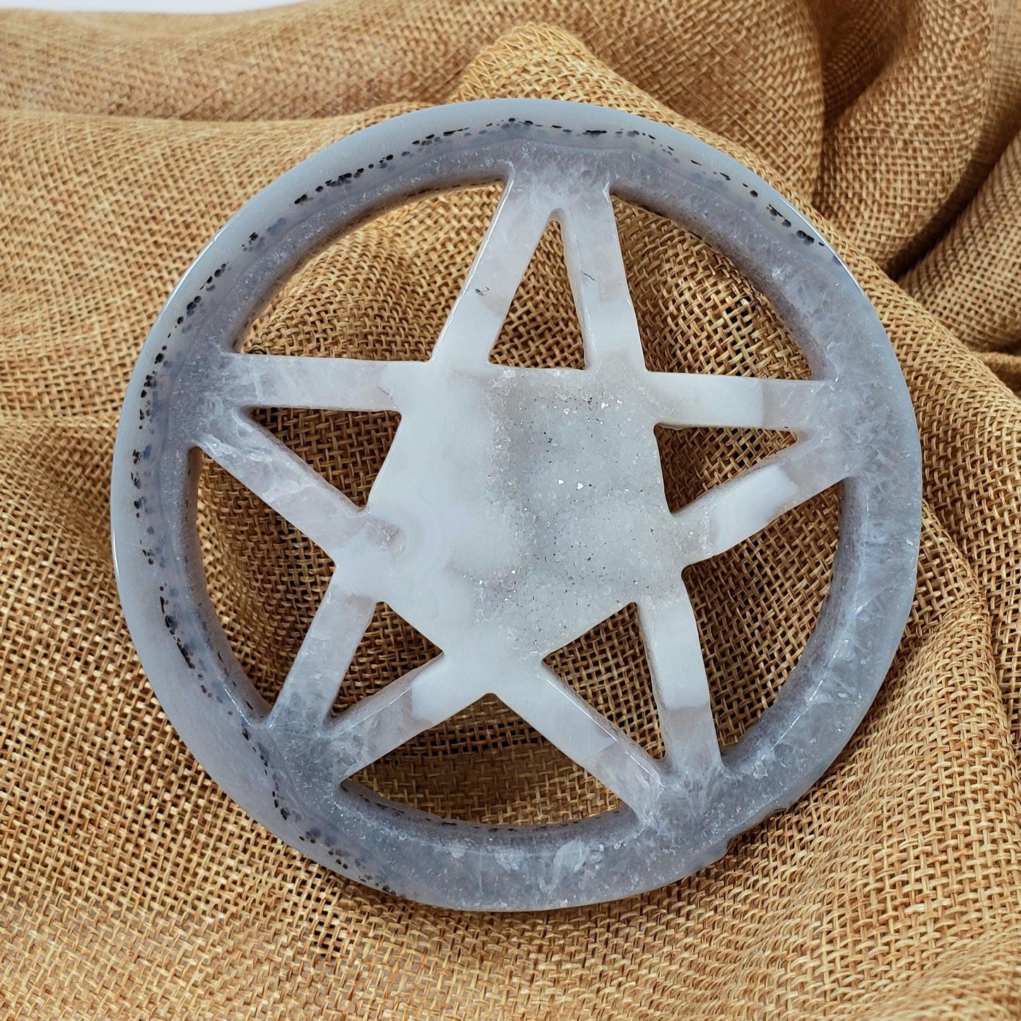 Druzy Agate Pentagram 95mm