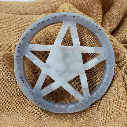 Druzy Agate Pentagram 95mm