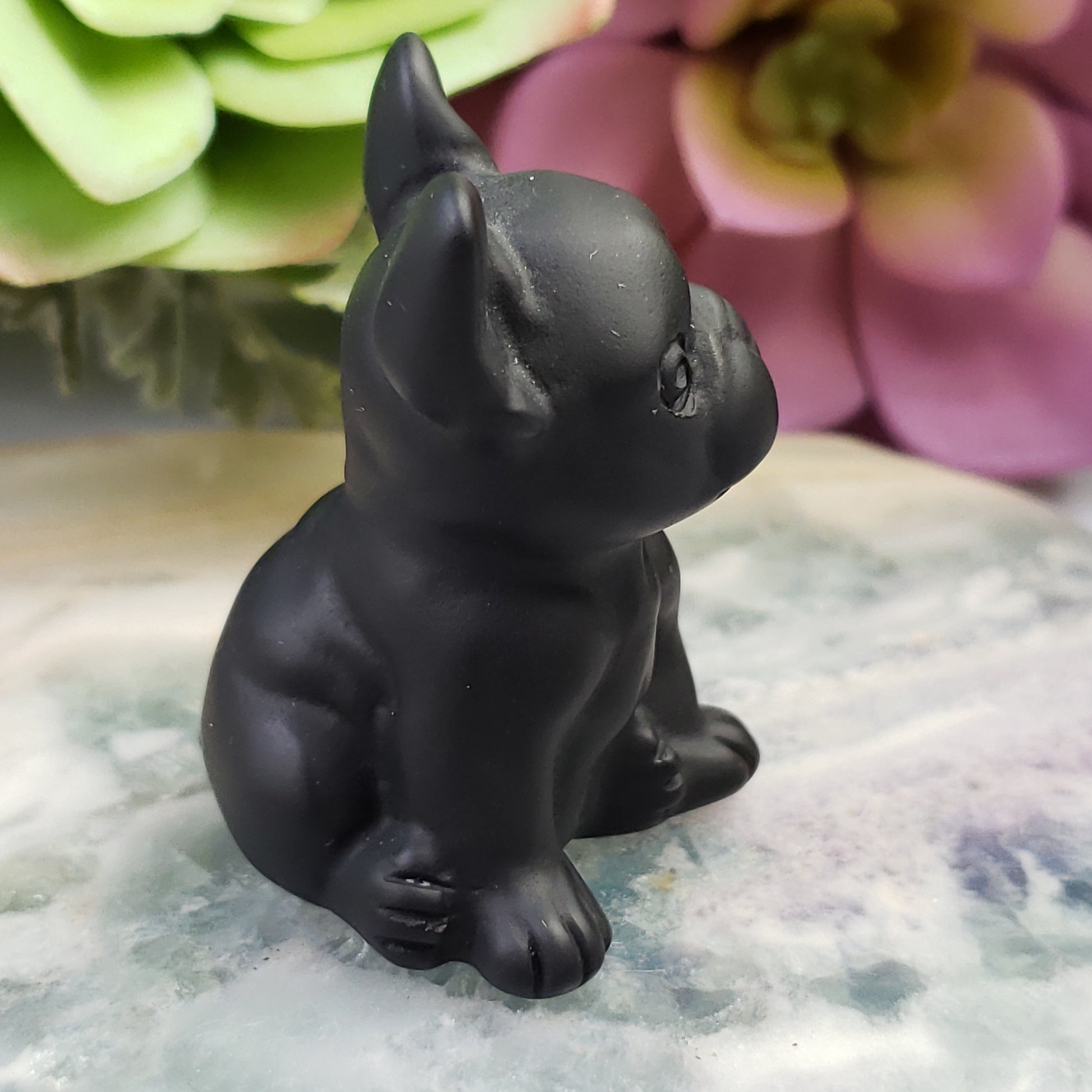 Black Obsidian Crystal Carved Dog - Crystal Happenings