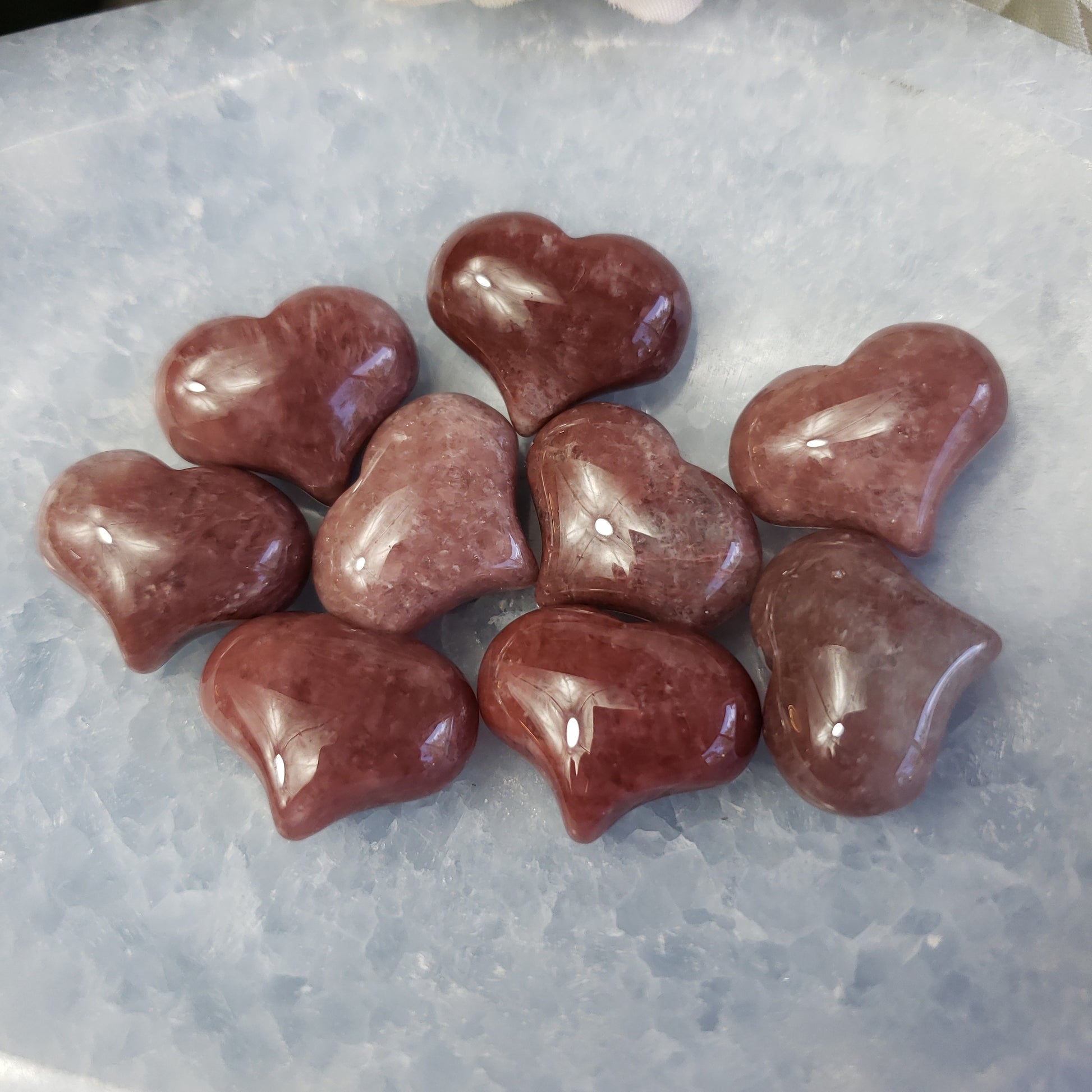 Strawberry Quartz - 1 inch Sweet Heart (25mm) - Crystal Happenings