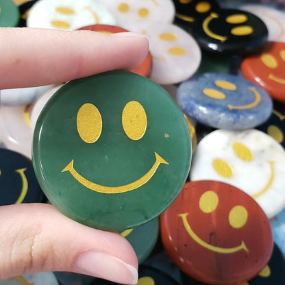 Dark Green Aventurine Crystal Smiley Face