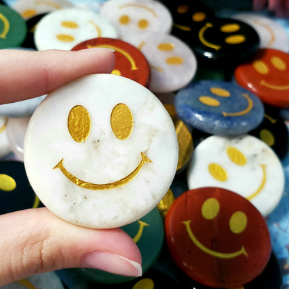 White Jade Crystal Smiley Face