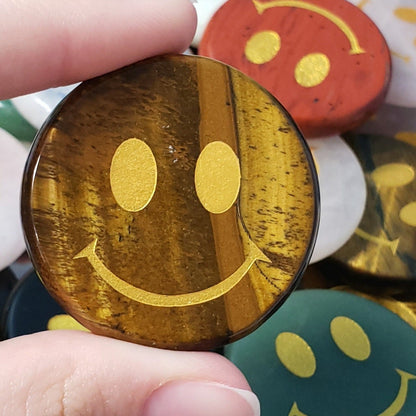 Tiger Eye Crystal Smiley Face