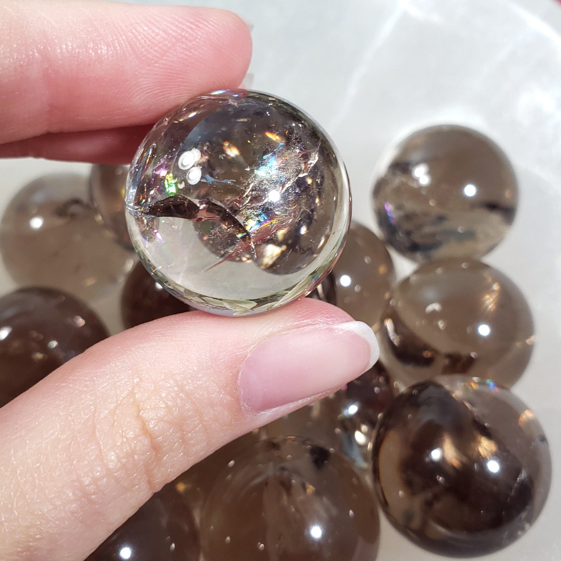 Rainbow Smoky Quartz Mini Spheres - Crystal Happenings