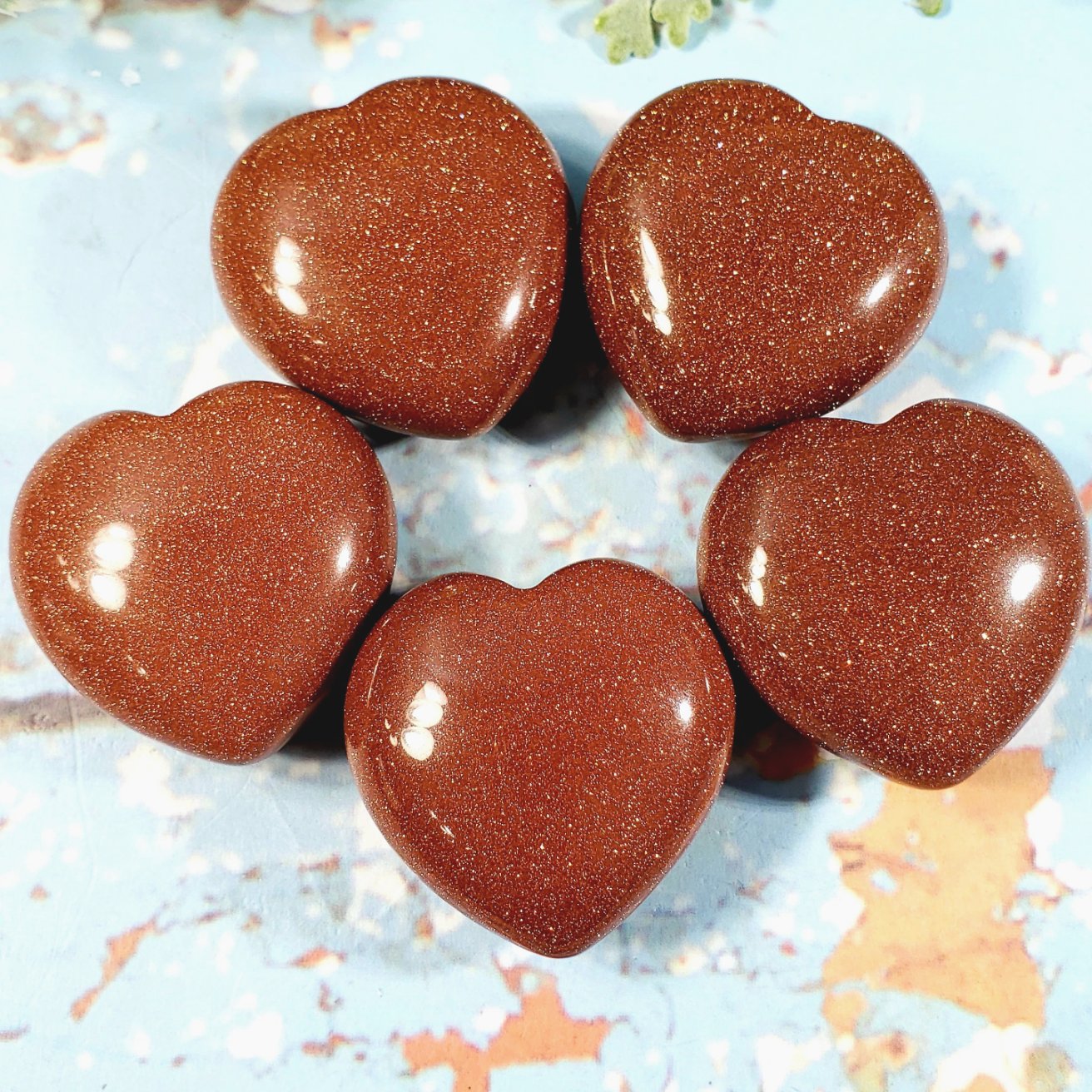 Goldstone 45mm Puffed Heart - Crystal Happenings