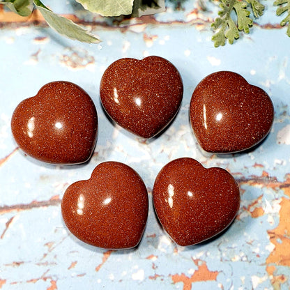 Goldstone 45mm Puffed Heart - Crystal Happenings