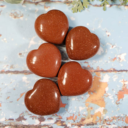 Goldstone 45mm Puffed Heart - Crystal Happenings