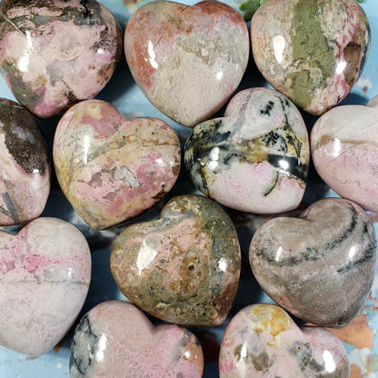 Rhodonite 45mm Puffed Heart - Crystal Happenings