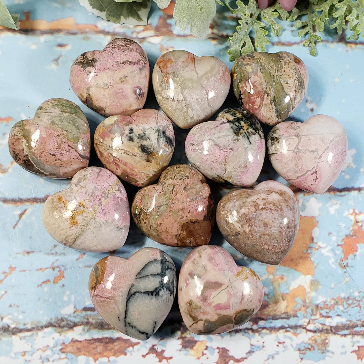 Rhodonite 45mm Puffed Heart - Crystal Happenings