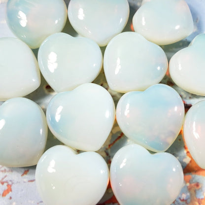 Opalite 45mm Puffed Hearts - Crystal Happenings