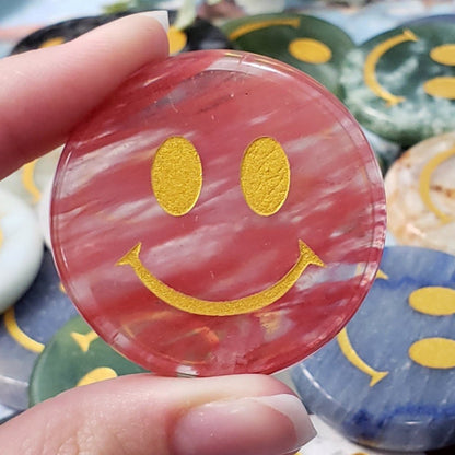 Cherry Quartz Crystal Smiley Face