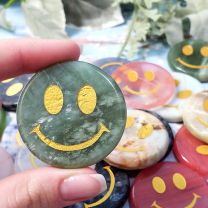 Green Jade Crystal Smiley Face