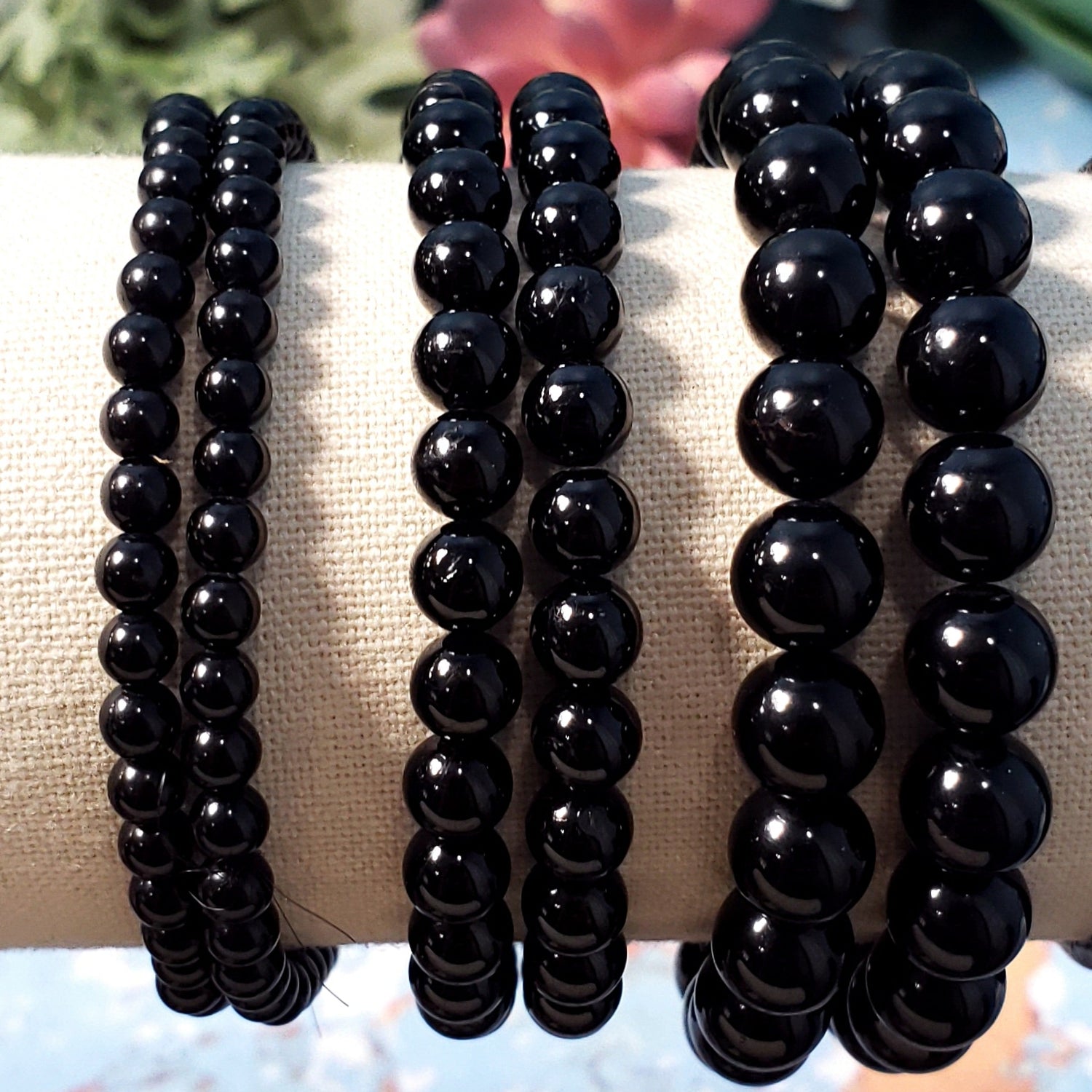 Black Tourmaline Beaded Bracelet - Crystal Happenings