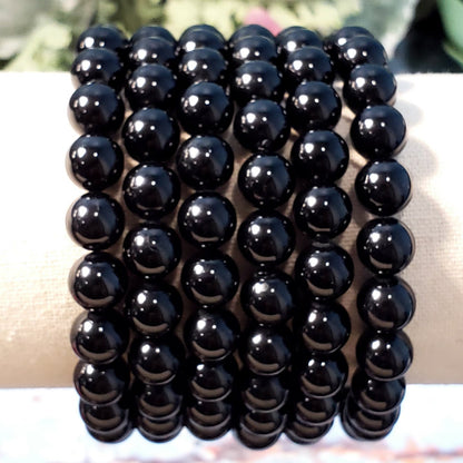 Black Tourmaline Beaded Bracelet - Crystal Happenings