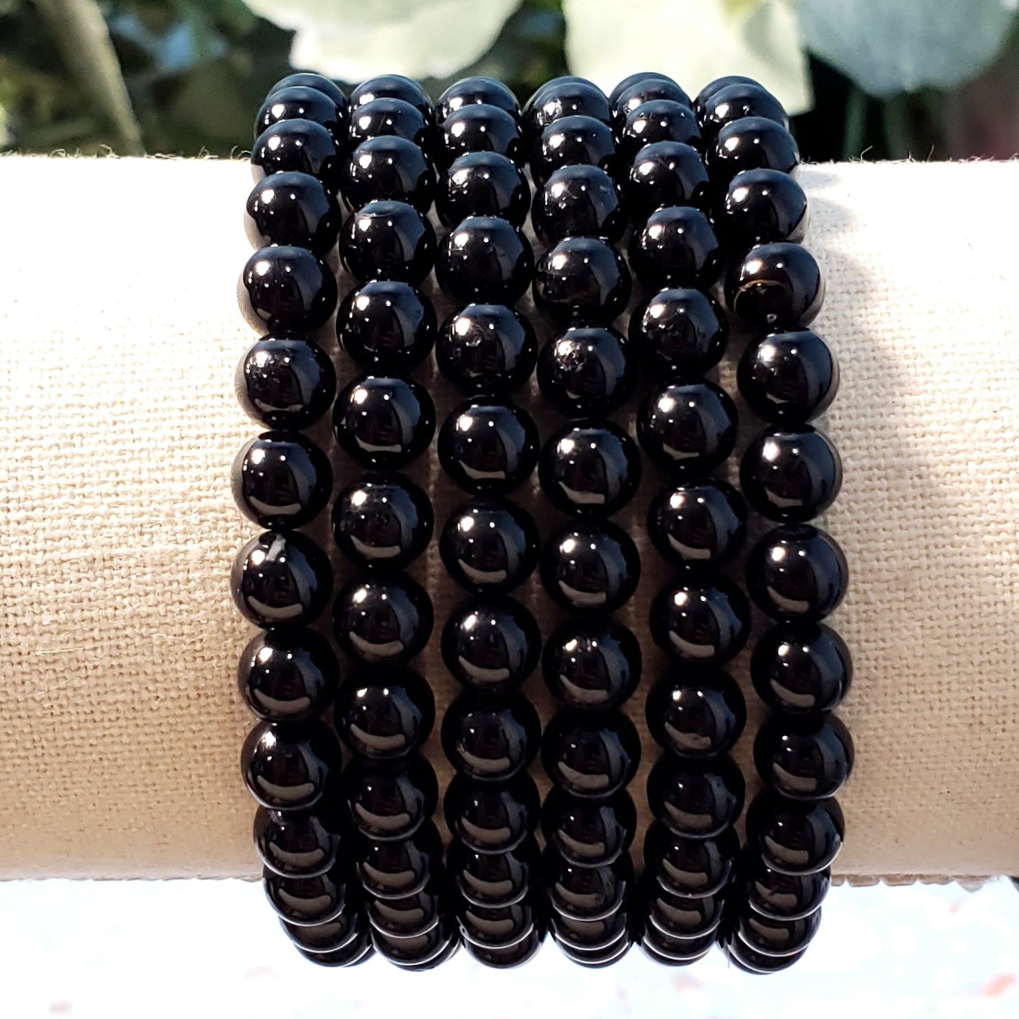 Black Tourmaline Beaded Bracelet - Crystal Happenings