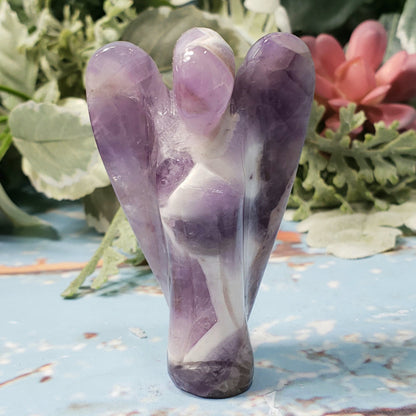 Chevron Amethyst Carved Crystal healing angel gift 