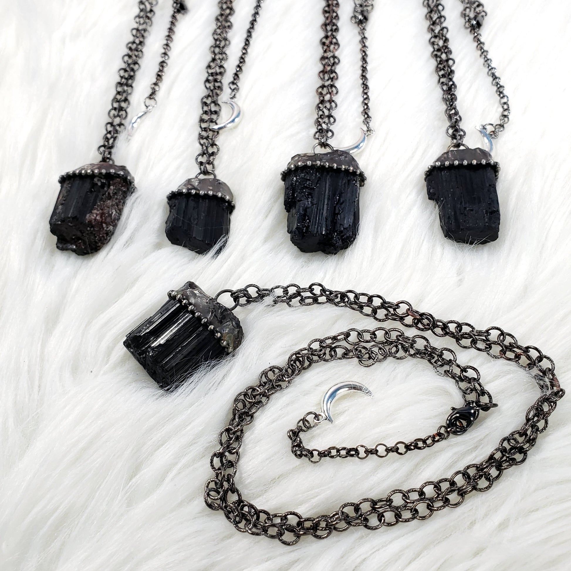 Large Raw Black Tourmaline Necklace - Crystal Happenings