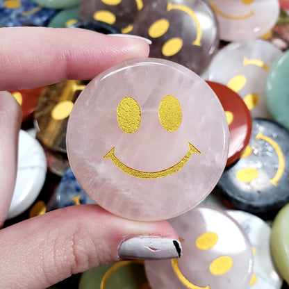 Rose Quartz Crystal Smiley Face