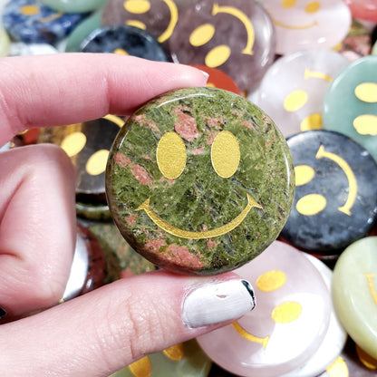 Unakite Jasper Crystal Smiley Face